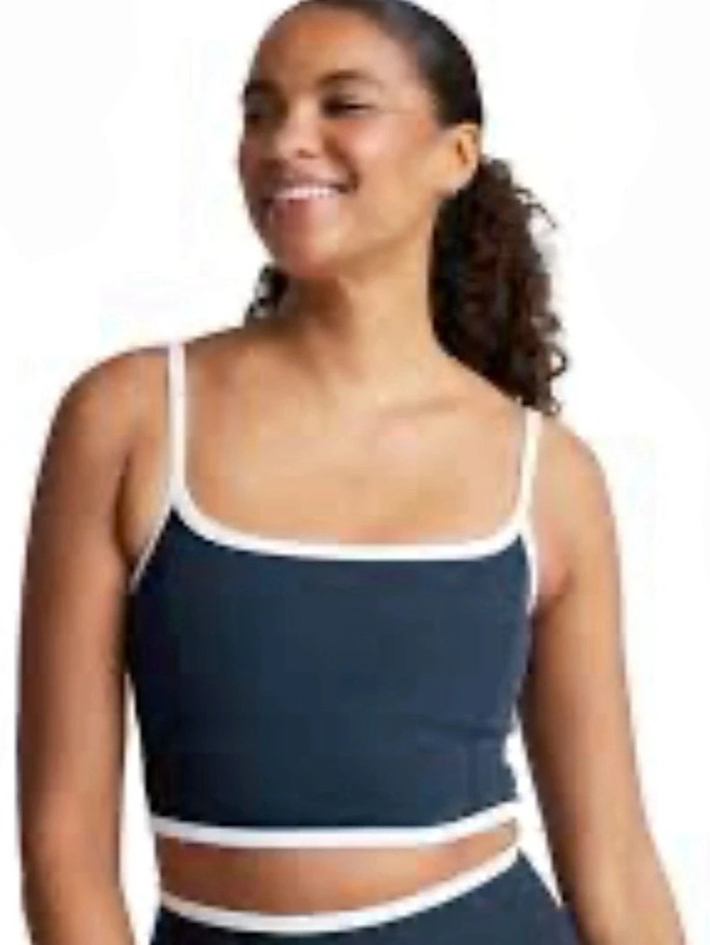 Beyond Yoga Spacedye New Moves High Cropped Tank Blue & White XL